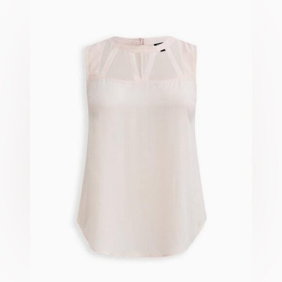 🆕 NWT Women’s torrid 2 Pearl Blush Pink Georgette Cage Front Tank 18 20 2XL XXL - Picture 3 of 13